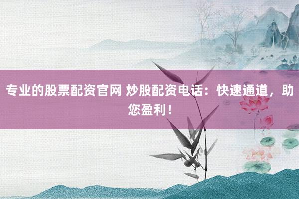 专业的股票配资官网 炒股配资电话：快速通道，助您盈利！