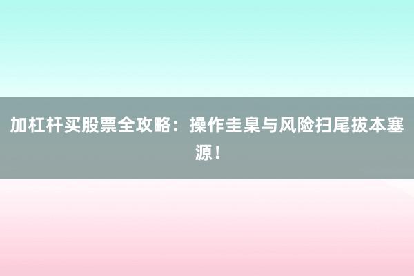 加杠杆买股票全攻略：操作圭臬与风险扫尾拔本塞源！