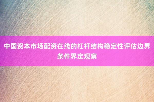 中国资本市场配资在线的杠杆结构稳定性评估边界条件界定观察
