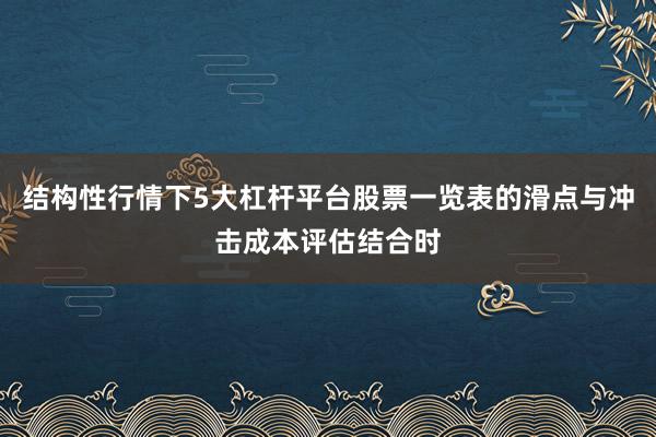 结构性行情下5大杠杆平台股票一览表的滑点与冲击成本评估结合时