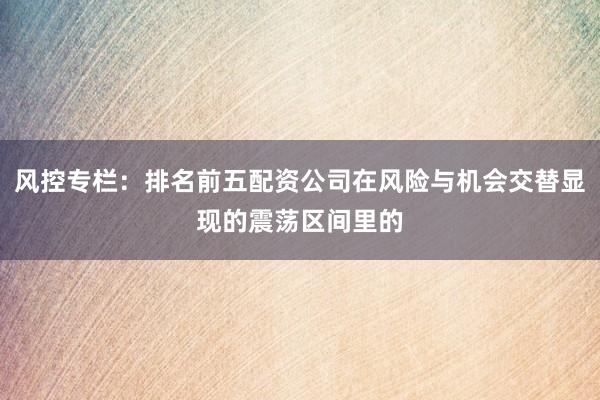 风控专栏：排名前五配资公司在风险与机会交替显现的震荡区间里的