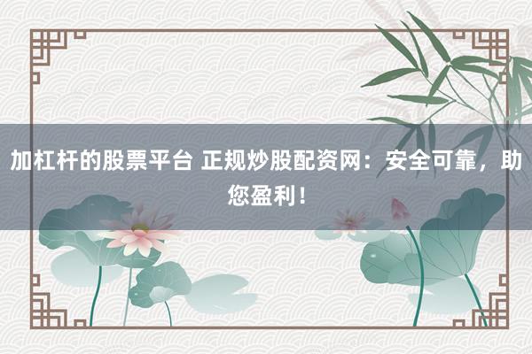 加杠杆的股票平台 正规炒股配资网：安全可靠，助您盈利！